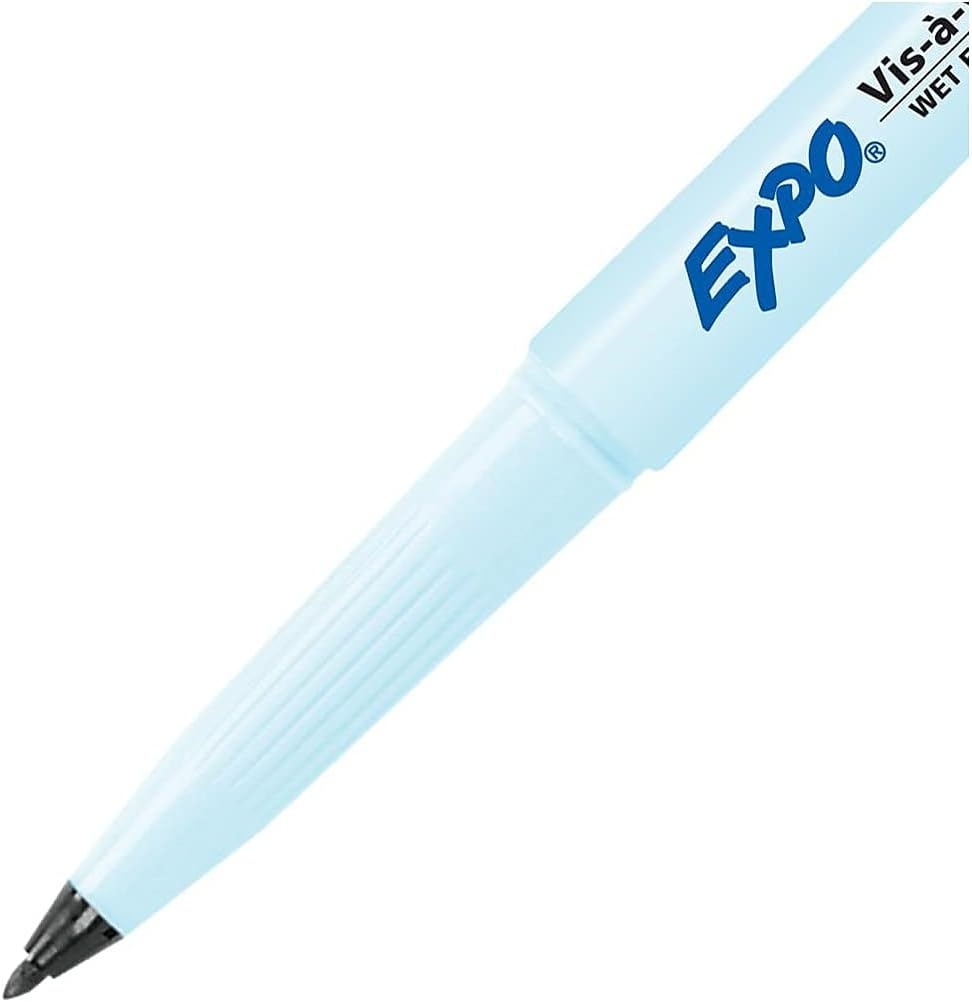 image:imageEXPO Wet Erase Markers SemiPermanent Black Ultra Fine Tip 12 Count For Writing on Glass Whiteboards Mirrors Calendar Labeling Organizing