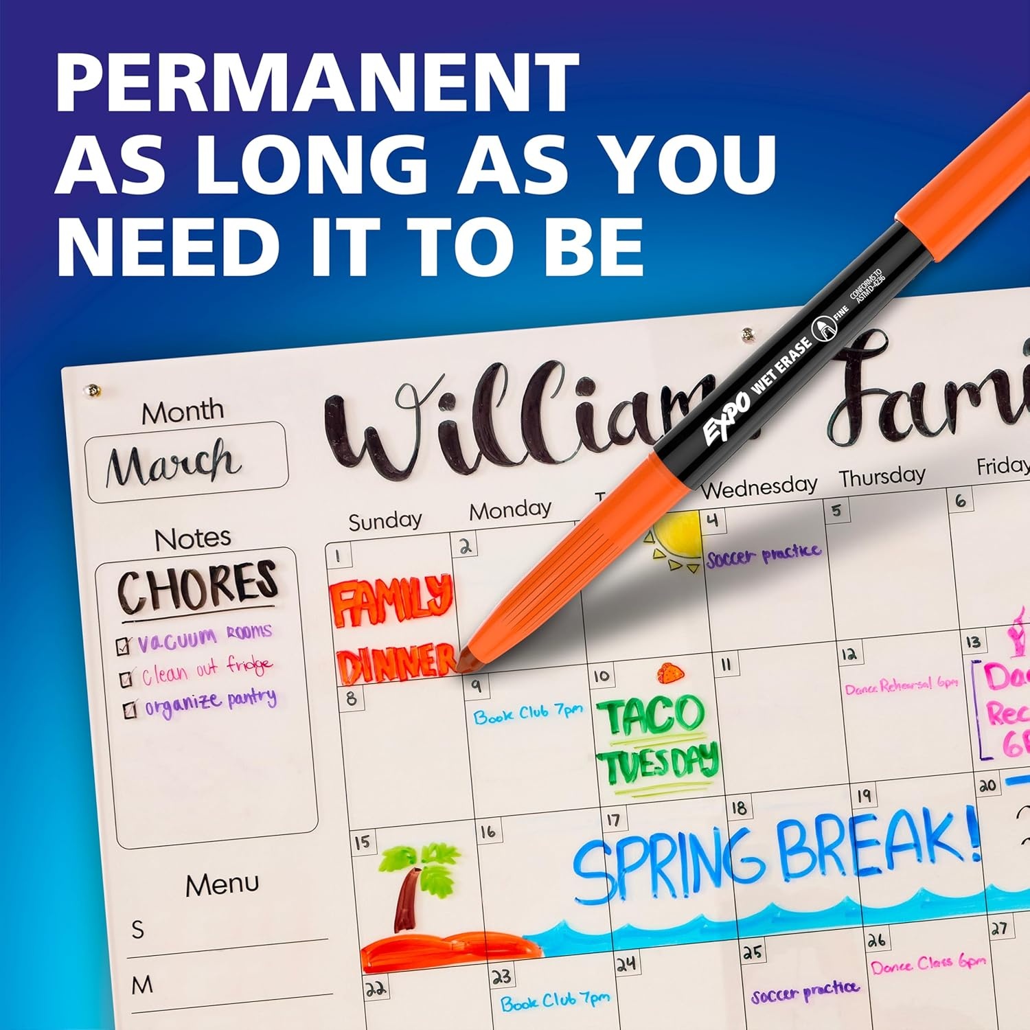 image:imageEXPO Wet Erase Markers SemiPermanent Fine and UltraFine Tips 36 Count For Writing on Glass Whiteboards Mirrors Calendar Labeling Organizing