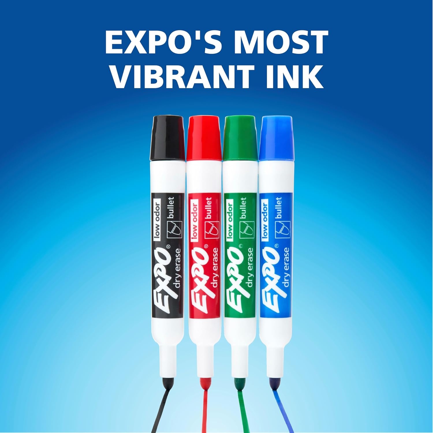 image:imageEXPO Dry Erase Markers Low Odor Ink Black Bullet Tip 12 Count Whiteboard Calendar Organization Essential Supplies for Office School Classroom Teachers12Count