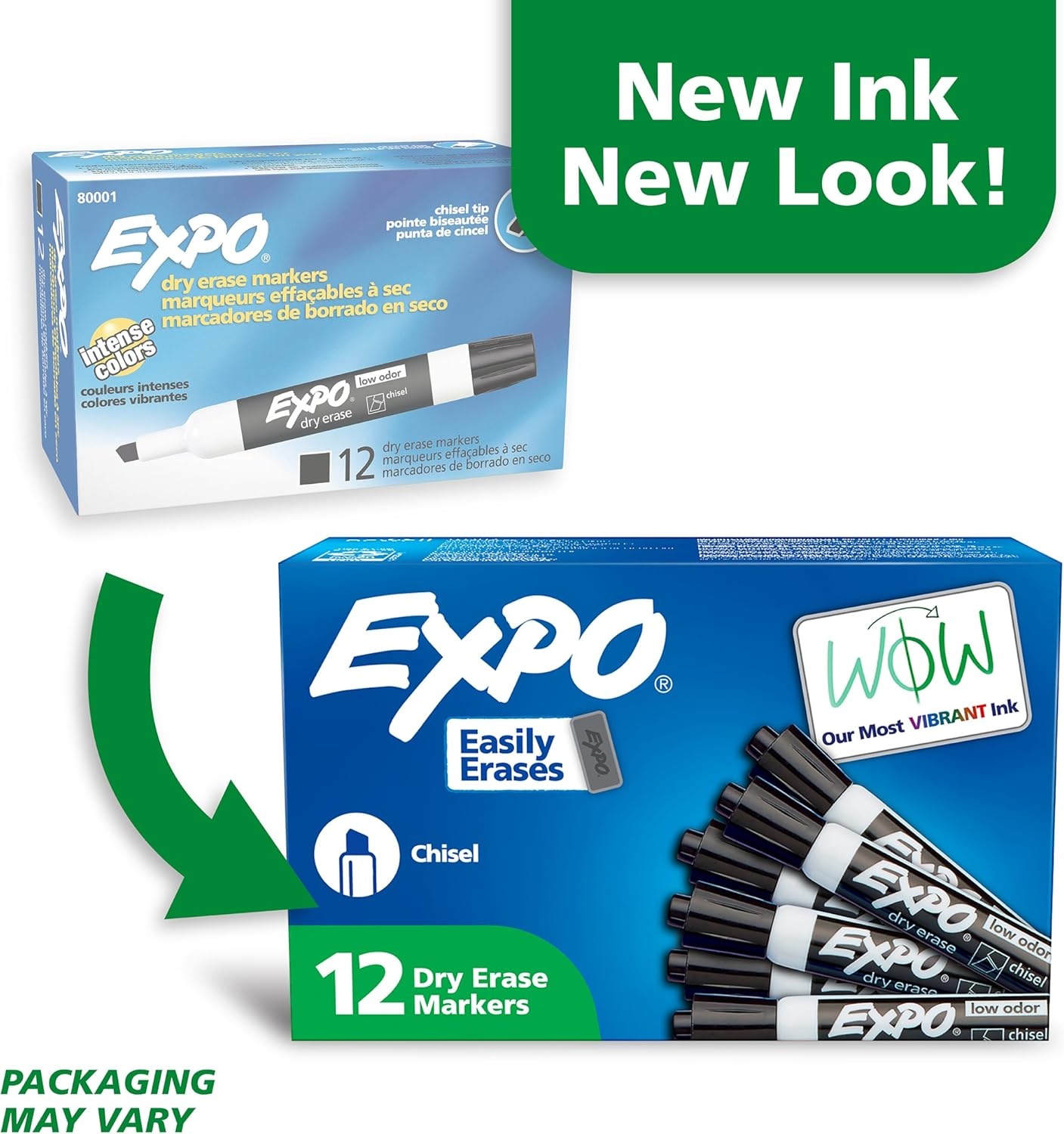 image:imageEXPO Dry Erase Markers Low Odor Ink Black Chisel Tip 12 Count Whiteboard Calendar Organization Essential Supplies for Office School Classroom Teachers1 Count Pack of 144