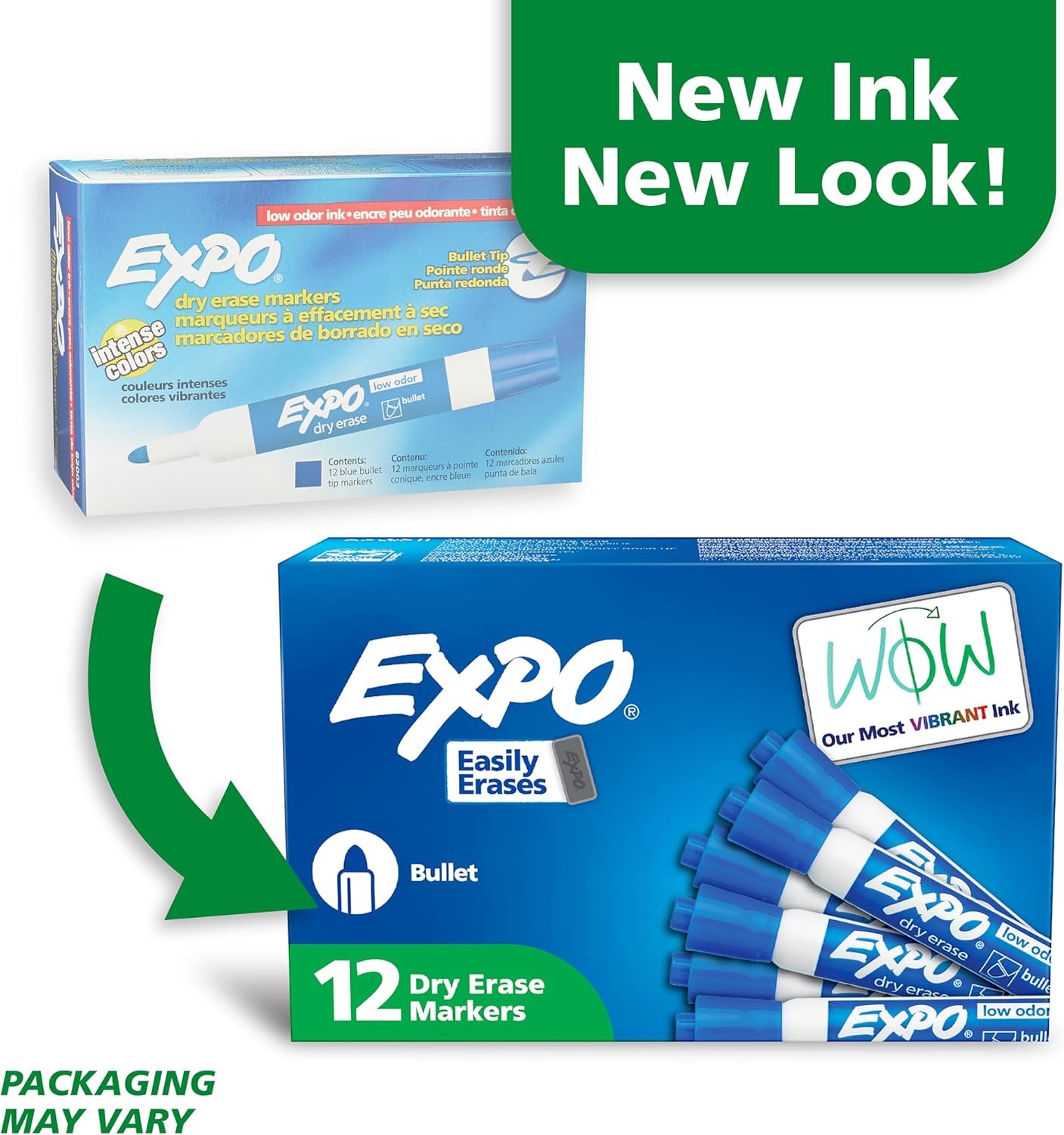 image:imageEXPO Dry Erase Markers Low Odor Ink Blue Bullet Tip 12 Count Whiteboard Calendar Organization Essential Supplies for Office School Classroom Teachers