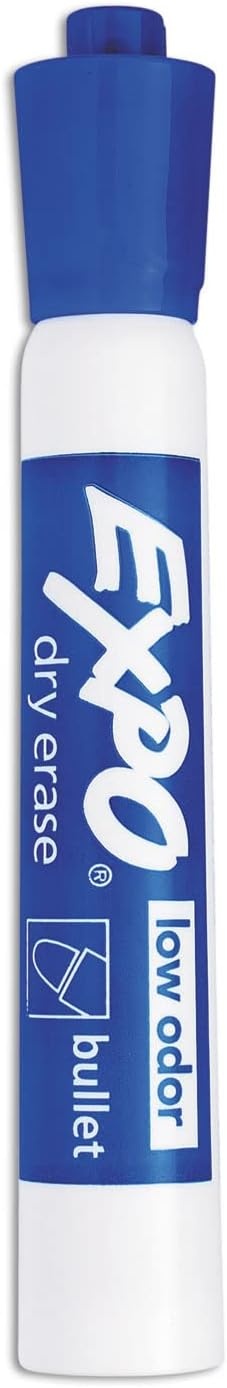 image:imageEXPO Dry Erase Markers Low Odor Ink Blue Bullet Tip 12 Count Whiteboard Calendar Organization Essential Supplies for Office School Classroom Teachers
