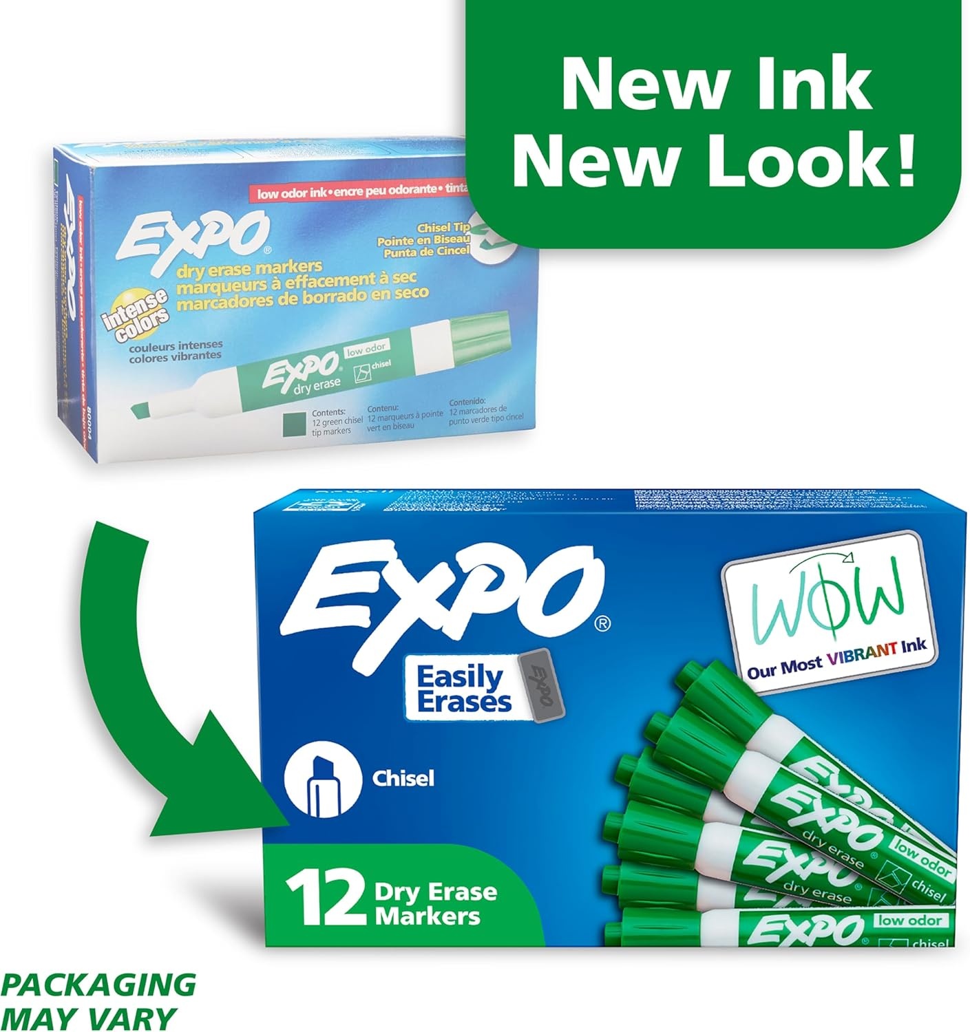image:imageEXPO Dry Erase Markers Low Odor Ink Green Chisel Tip 12 Count Whiteboard Calendar Organization Essential Supplies for Office School Classroom TeachersGreen Pack of 144