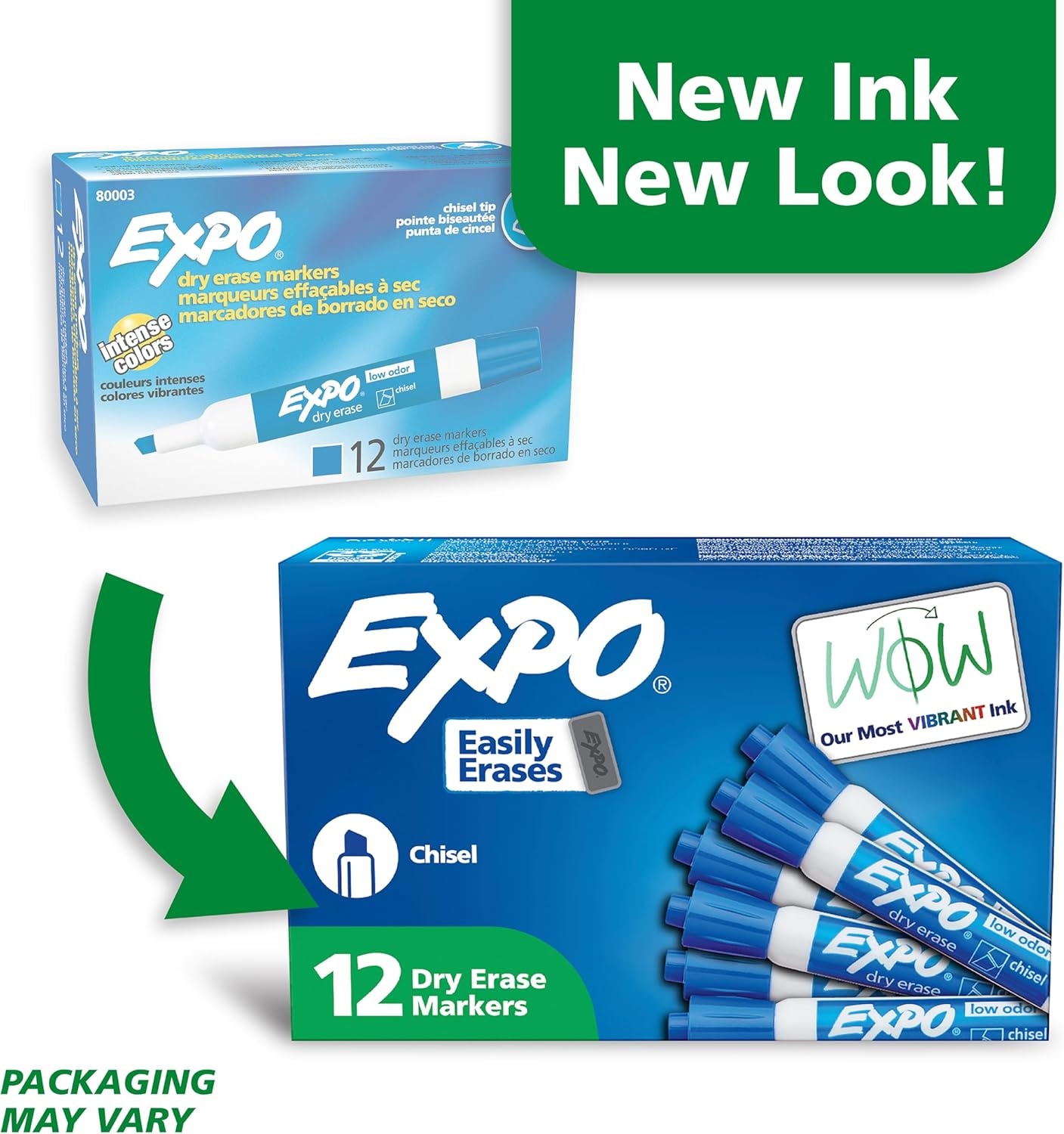 image:imageEXPO Dry Erase Markers Low Odor Ink Green Chisel Tip 12 Count Whiteboard Calendar Organization Essential Supplies for Office School Classroom TeachersBlue