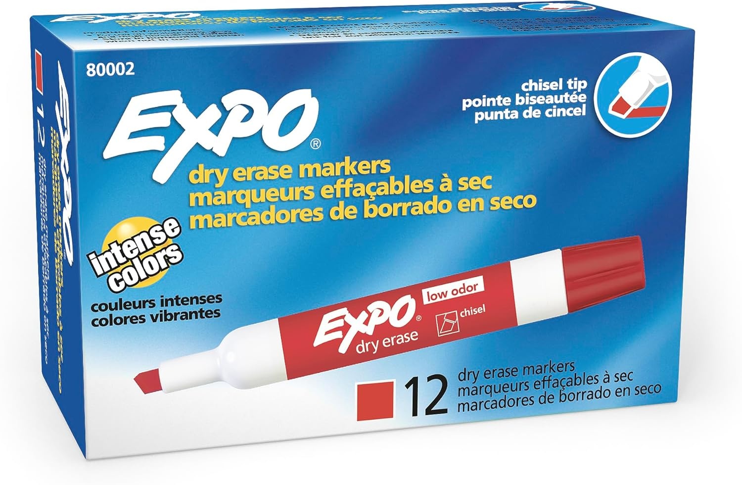 image:imageEXPO Dry Erase Markers Low Odor Ink Red Chisel Tip 12 Count1 Count Pack of 144