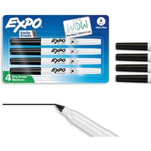 image:imageEXPO 1871774 LowOdor Dry Erase Markers Ultra Fine Tip Black 4 Count Pack of 1