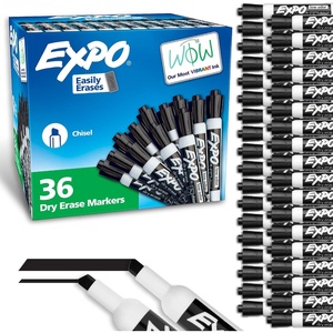image:imageEXPO Dry Erase Markers Chisel Tip Black LowOdor Perfect for Whiteboards NonPorous Surfaces amp Home Offices Pack of 1 36 Count TotalChisel Pack of 6