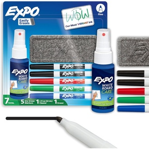 image:imageEXPO Dry Erase Markers Kit Fine Tip Assorted Colors Eraser Spray Cleaner 7 Count7 Count Pack of 4