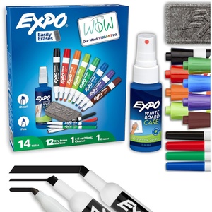 image:imageEXPO Dry Erase Markers Kit Fine and Chisel Tip Markers Assorted Colors Eraser Spray Cleaner 14 CountMarkers