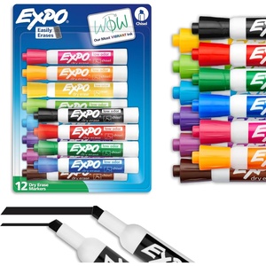 image:imageEXPO Dry Erase Markers Low Odor Ink Assorted Colors Chisel Tip 12 Count1 Count Pack of 12