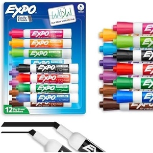 image:imageEXPO Dry Erase Markers Low Odor Ink Assorted Colors Chisel Tip 12 Count12 Count Pack of 12