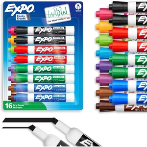 image:imageEXPO Dry Erase Markers Low Odor Ink Assorted Colors Chisel Tip 16 Count  Whiteboard Calendar Organization Essential Supplies for Office School Classroom Teachers1 Count Pack of 16