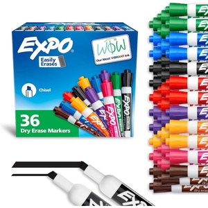 image:imageEXPO Dry Erase Markers Low Odor Ink Assorted Colors Chisel Tip 36 Count  Whiteboard Calendar Organization Essential Supplies for Office School Classroom Teachers36 Count Pack of 6