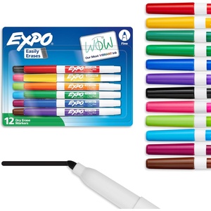 image:imageEXPO Dry Erase Markers Low Odor Ink Assorted Colors Fine Tip 12 Count  Back to School Teacher Classroom Office Supplies1 Count Pack of 12