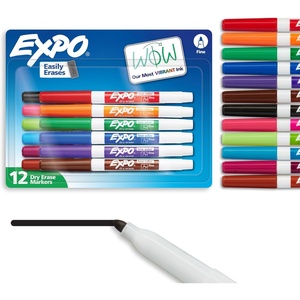 image:imageEXPO Dry Erase Markers Low Odor Ink Assorted Colors Fine Tip 12 Count  Back to School Teacher Classroom Office Supplies12 Count Pack of 4