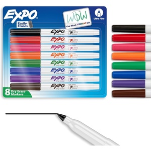 image:imageEXPO Dry Erase Markers Low Odor Ink Assorted Colors Ultra Fine Tip 8 Count  Whiteboard Calendar Organization School Supplies8 Count Pack of 1