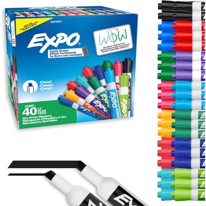 image:imageEXPO Dry Erase Markers Low Odor Ink Assorted Fashion Colors Chisel Tip 40 Count  Whiteboard Essential Supplies for Office School Classroom Teachers