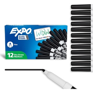 image:imageEXPO Dry Erase Markers Low Odor Ink Black Fine Tip 12 Count  Whiteboard Calendar Organization Essential Supplies for Office School Classroom Teachers