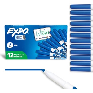 image:imageEXPO Dry Erase Markers Low Odor Ink Blue Fine Tip 12 Count  Whiteboard Calendar Organization Essential Supplies for Office School Classroom Teachers1 Count Pack of 12