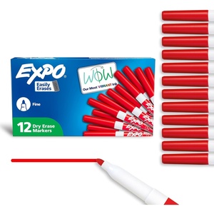 image:imageEXPO Dry Erase Markers Low Odor Ink Red Fine Tip 12 Count  Whiteboard Calendar Organization Essential Supplies for Office School Classroom Teachers
