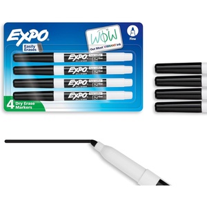 image:imageEXPO Low Odor Dry Erase Markers Fine Tip Black 4 Count  Home Organization Study Supplies